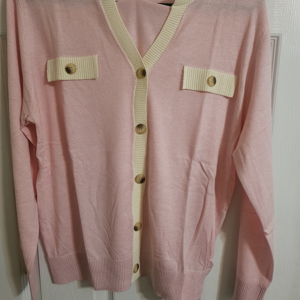 Pink Button-Up Women's Sweater